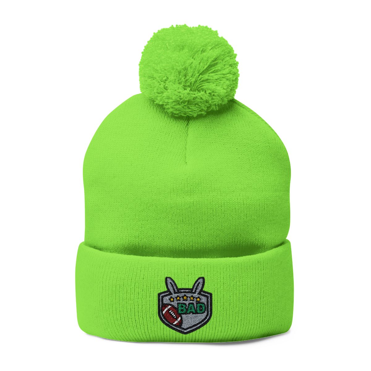 Bright Neon Green Pompom Bad Bunny Beanie Hat