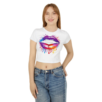 Pride babby tee Colorful Lip Print Women's Baby Tee - Perfect for Casual Outings and Celebrations