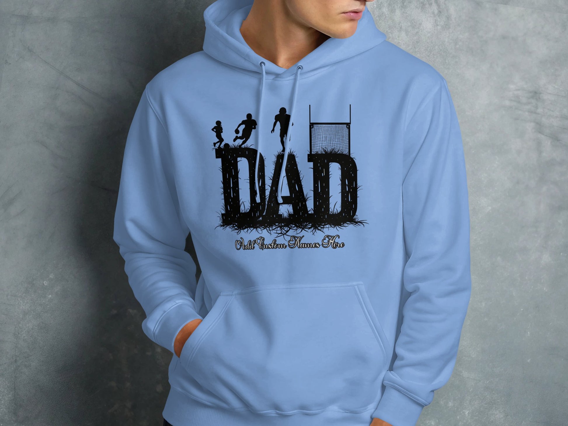 Dad with Rugby Themed Graphic Design Hoodie product type