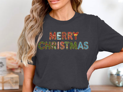 Merry Christmas Colorful Print Graphic Shirt