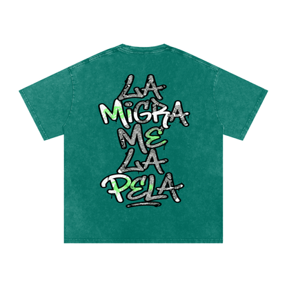 La migra me la pela Snow Washed Oversized Cotton T-Shirt