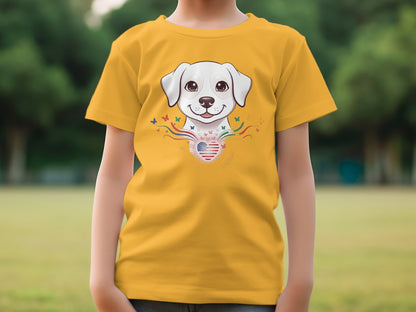 Cute White Puppy With Heart Design T-Shirt Product