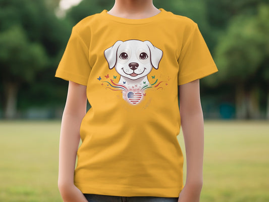 Cute White Puppy With Heart Design T-Shirt Product