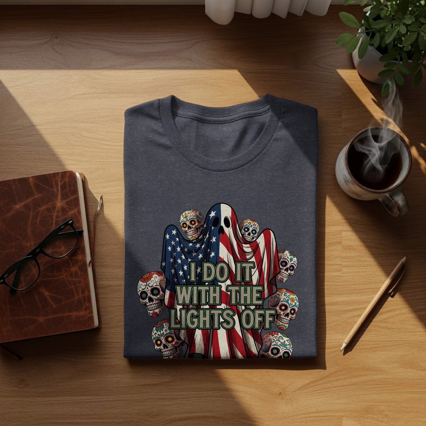 I Do It With The Lights Off Skull Ghost T-shirt product type