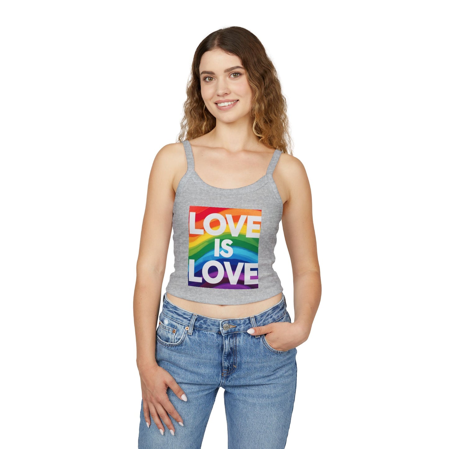Pride tank top Rainbow Love Is Love Spaghetti Strap Tank Top