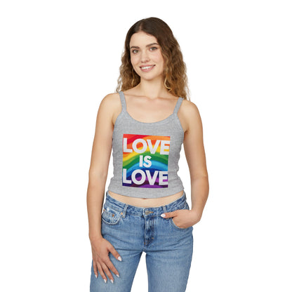 Pride tank top Rainbow Love Is Love Spaghetti Strap Tank Top
