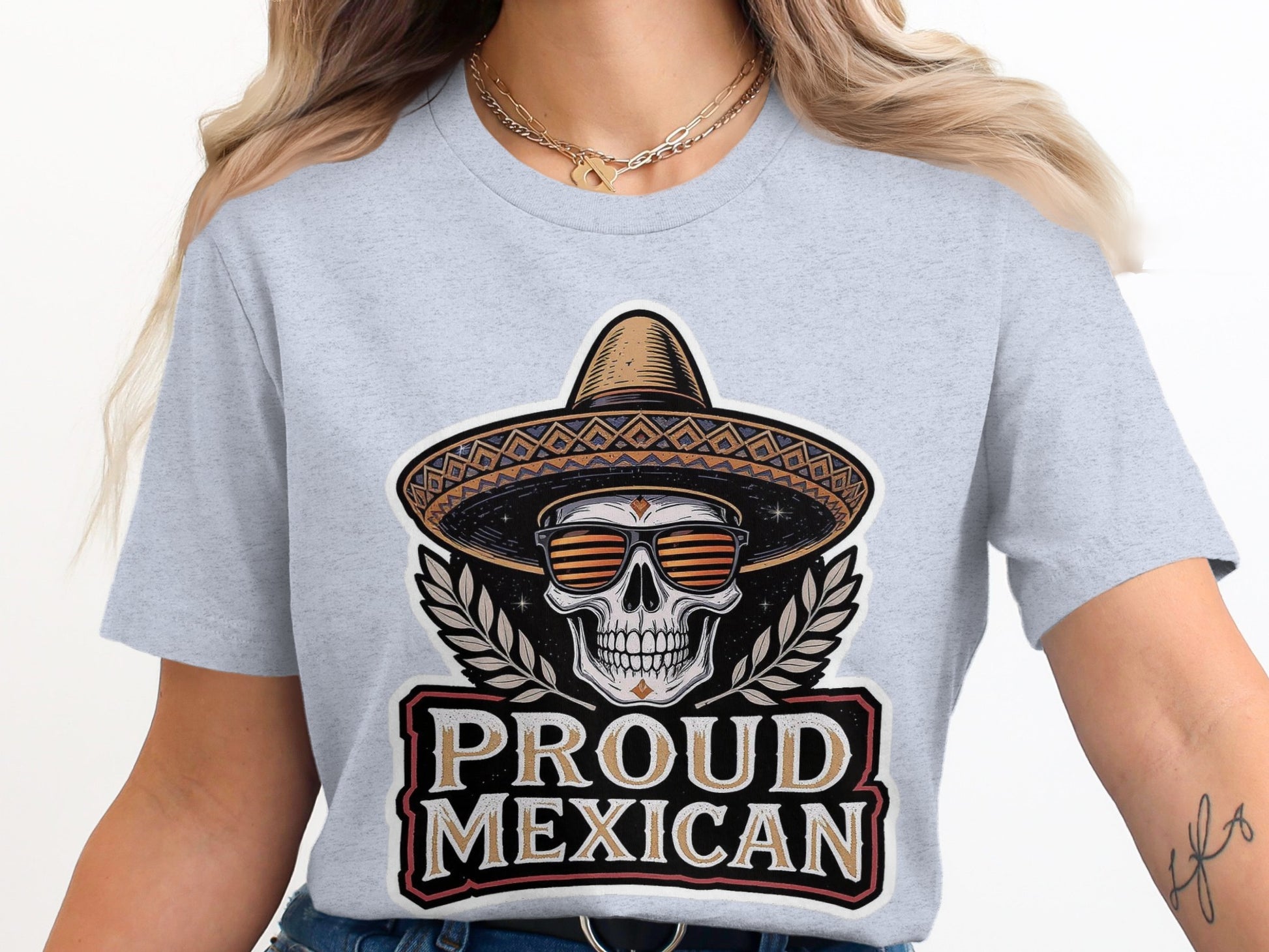 Proud Mexican Skull With Hat Graphic T-Shirt product type