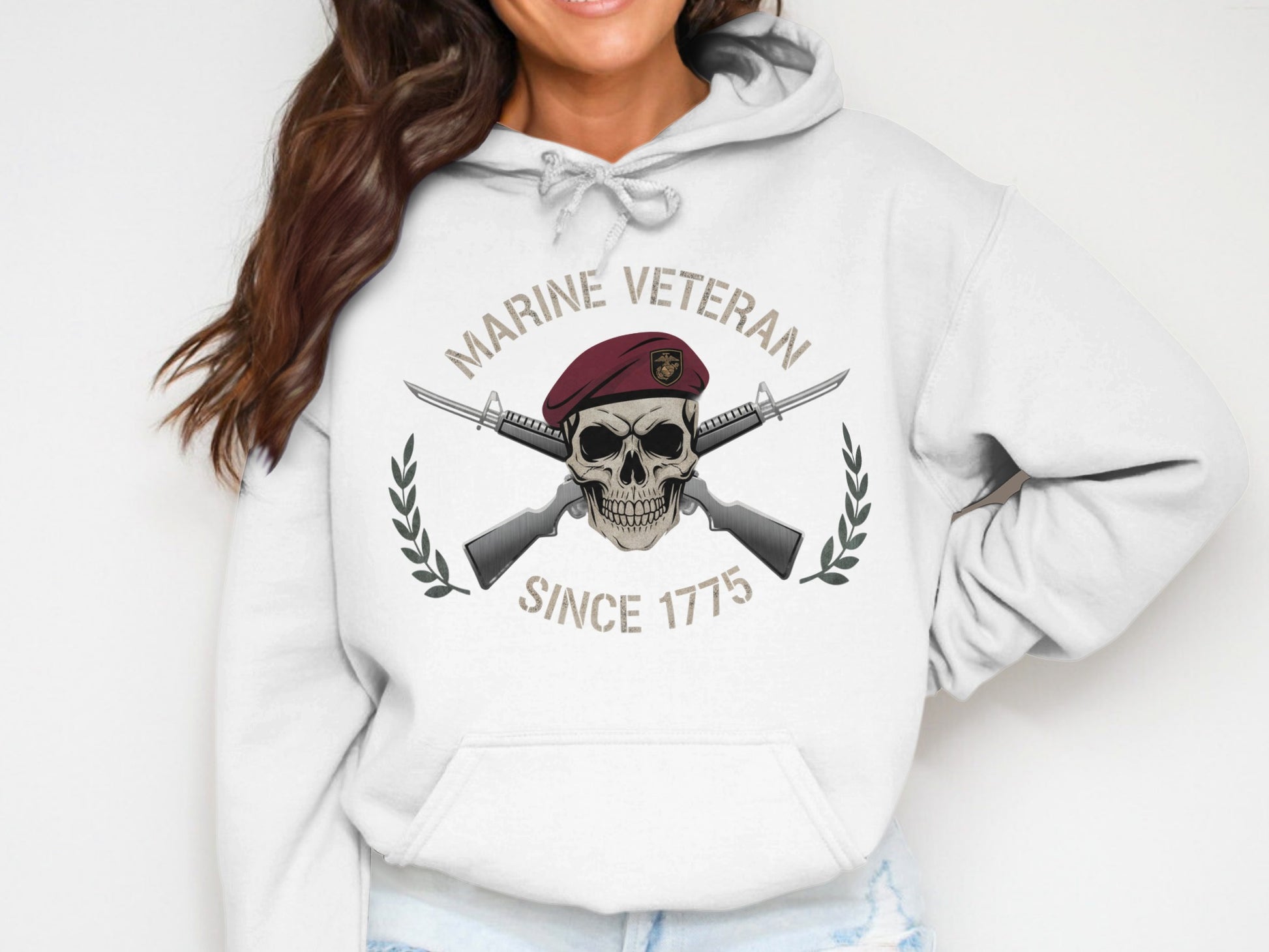 Marine Veteran Skull Design Hoodie Since 1775