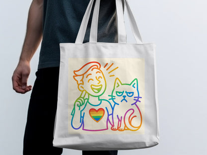 Vibrant Rainbow Heart Design Tote Bag product type