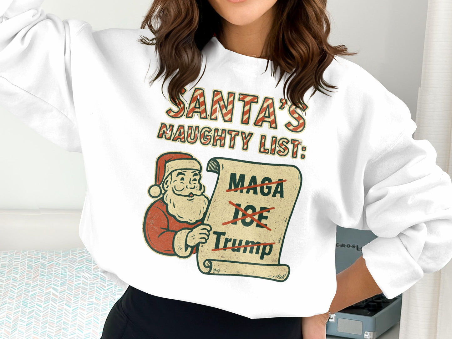 Santa's Naughty List Funny Christmas Trump Sweatshirt