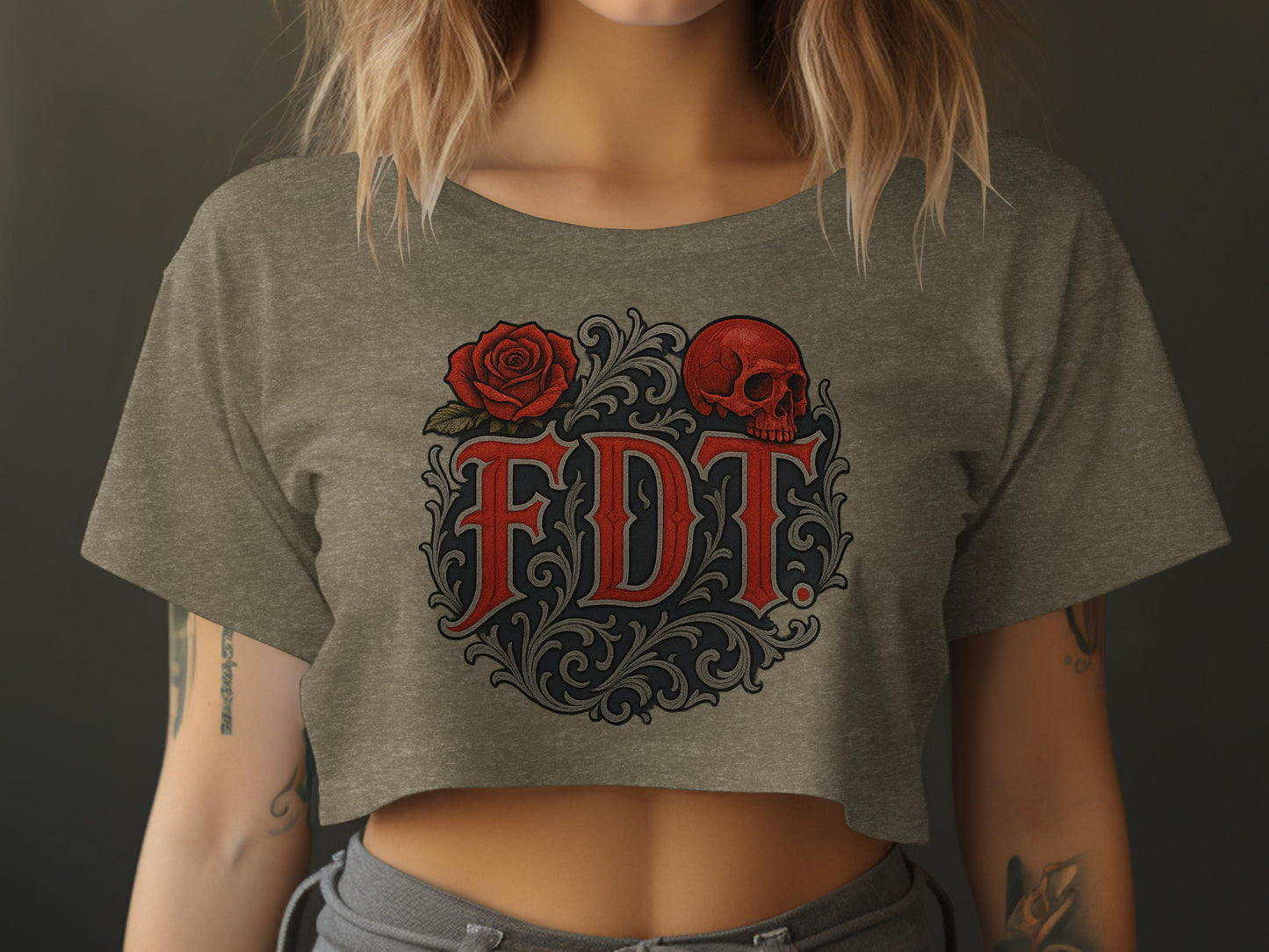 Skull and Rose Graphic Design Crop Top product