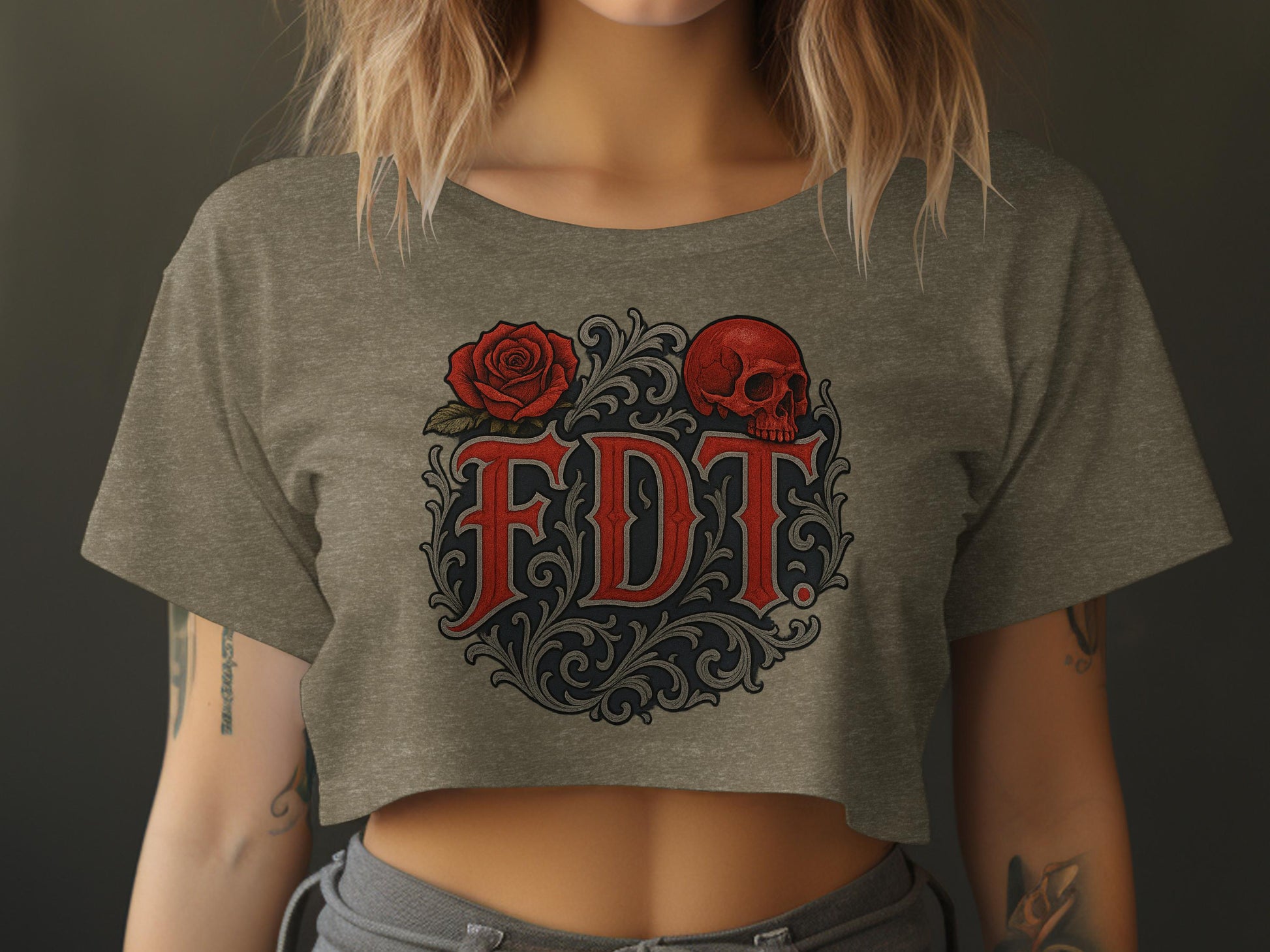 Skull and Rose Graphic Design Crop Top product