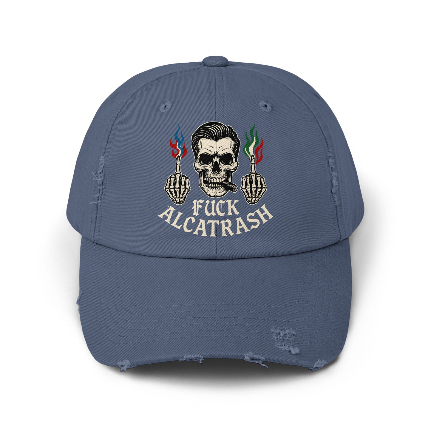 Edgy Skull Design Distressed Look Cap Hat Product
