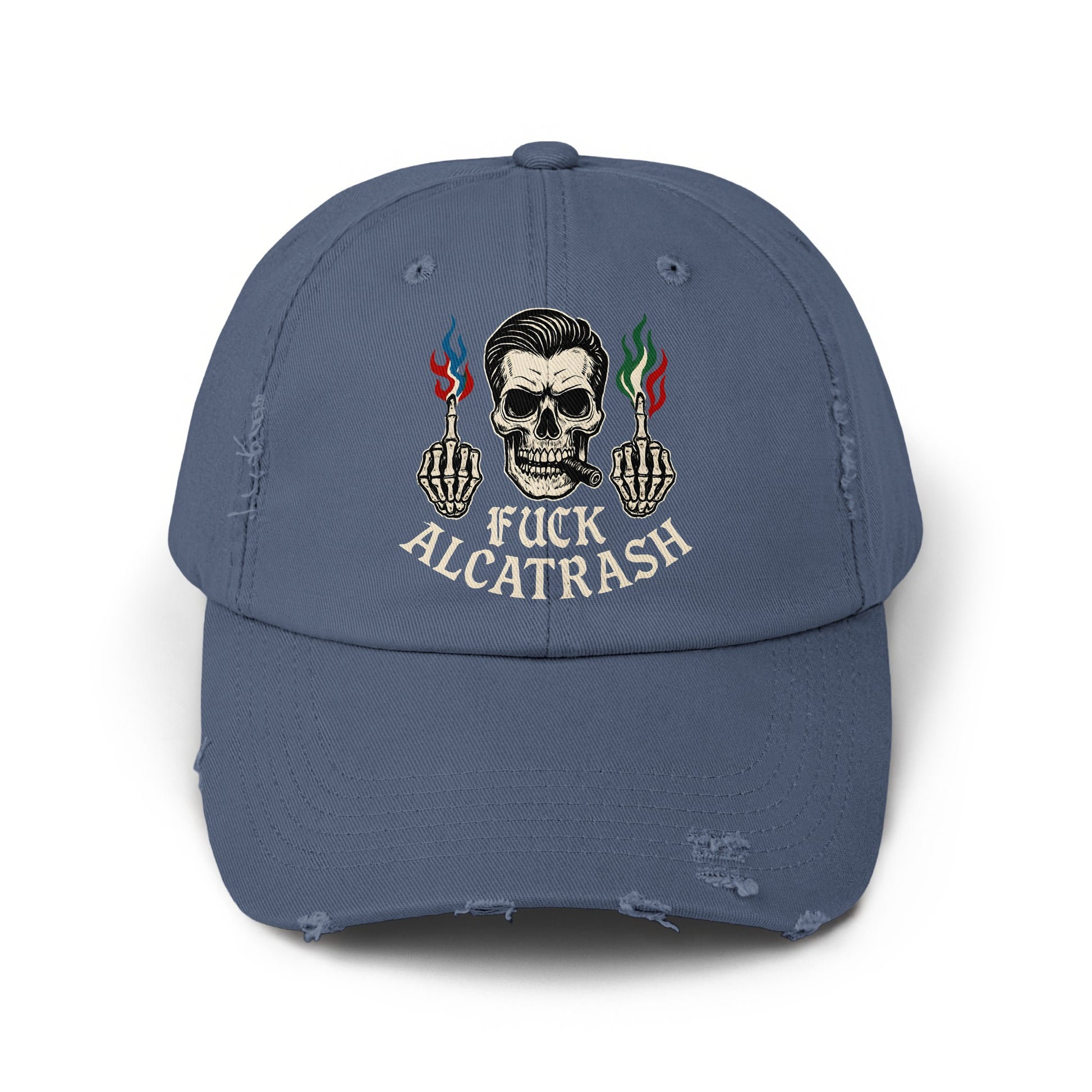 Edgy Skull Design Distressed Look Cap Hat Product