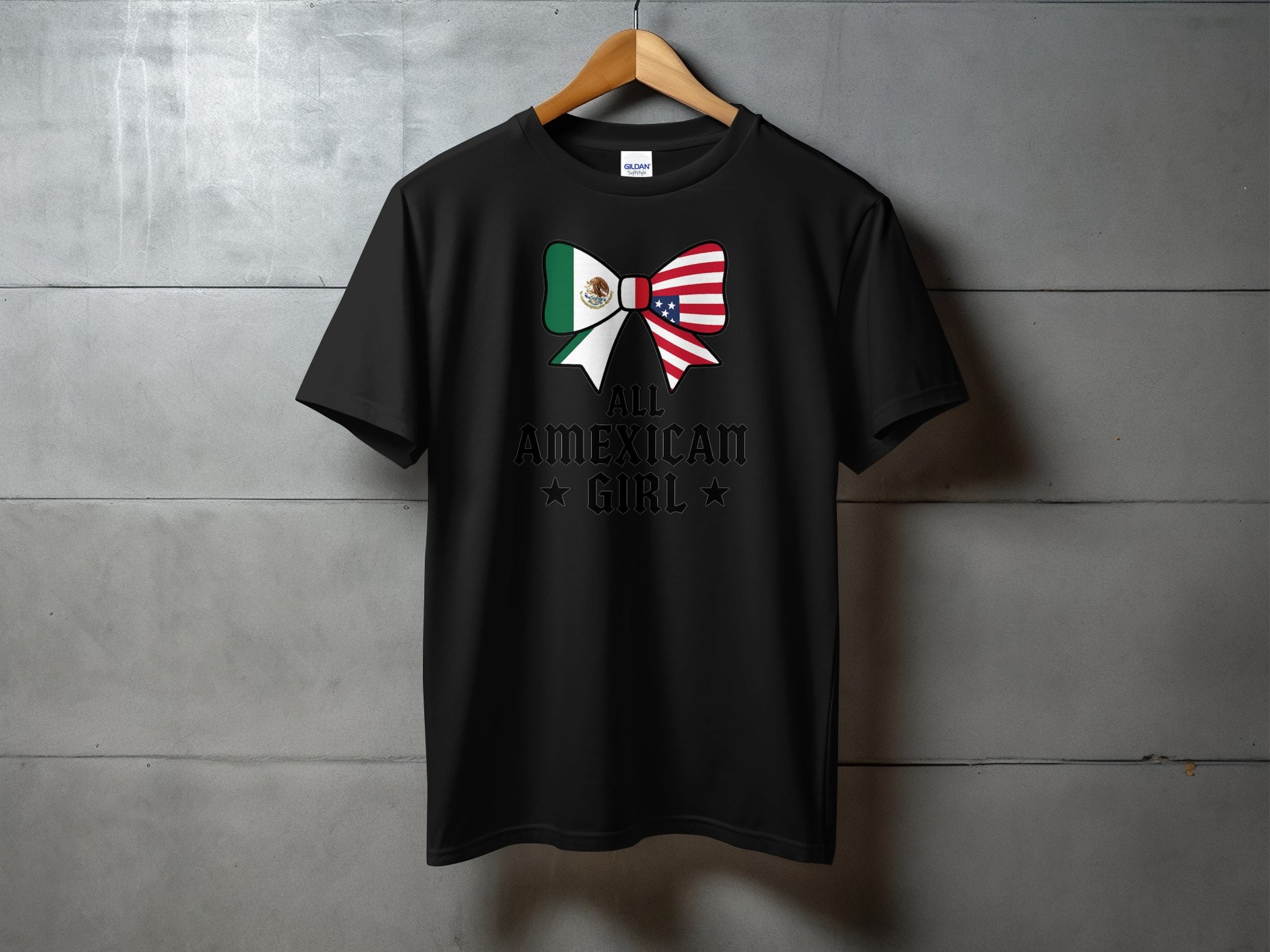 All American Girl Bow Graphic Black T-shirt product