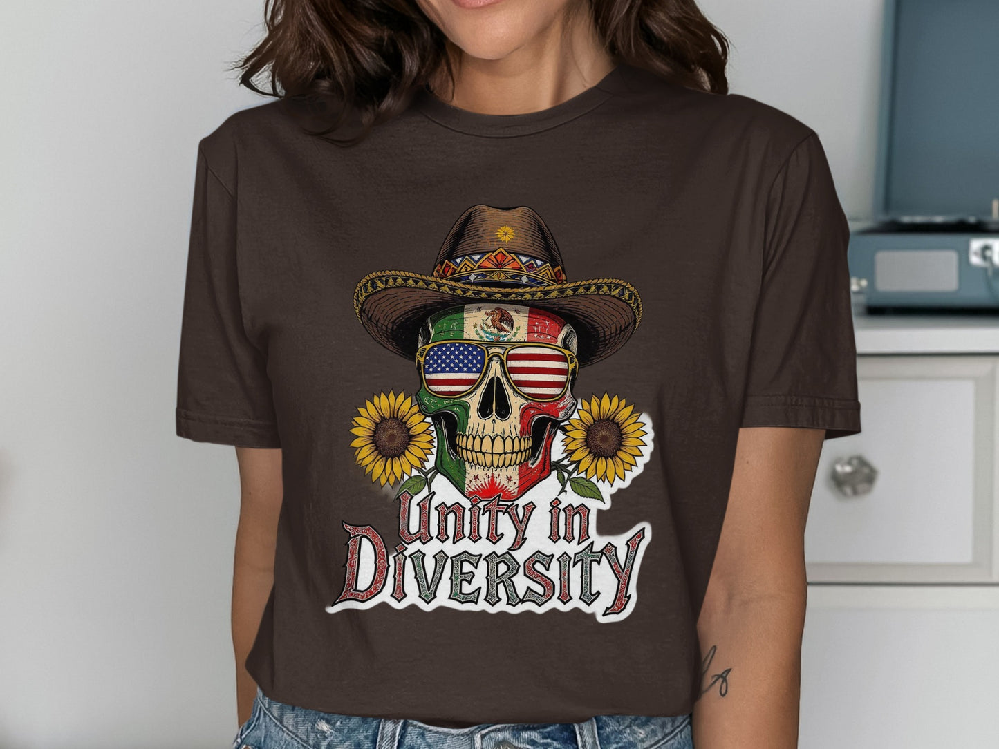 Unity in Diversity Skull Sunflower Graphic product type