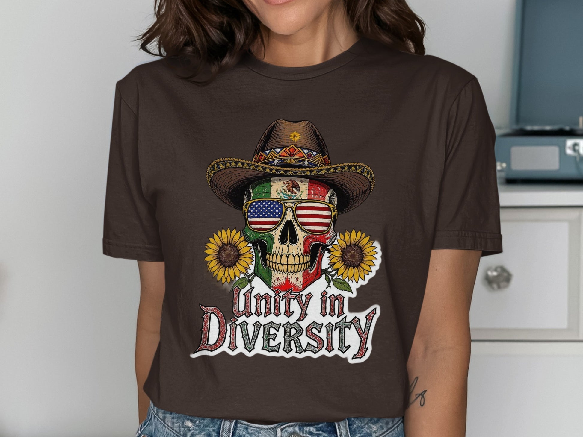 Unity in Diversity Skull Sunflower Graphic product type