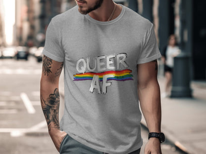 Queer AF Rainbow Pride Design Casual Wear Shirt Product