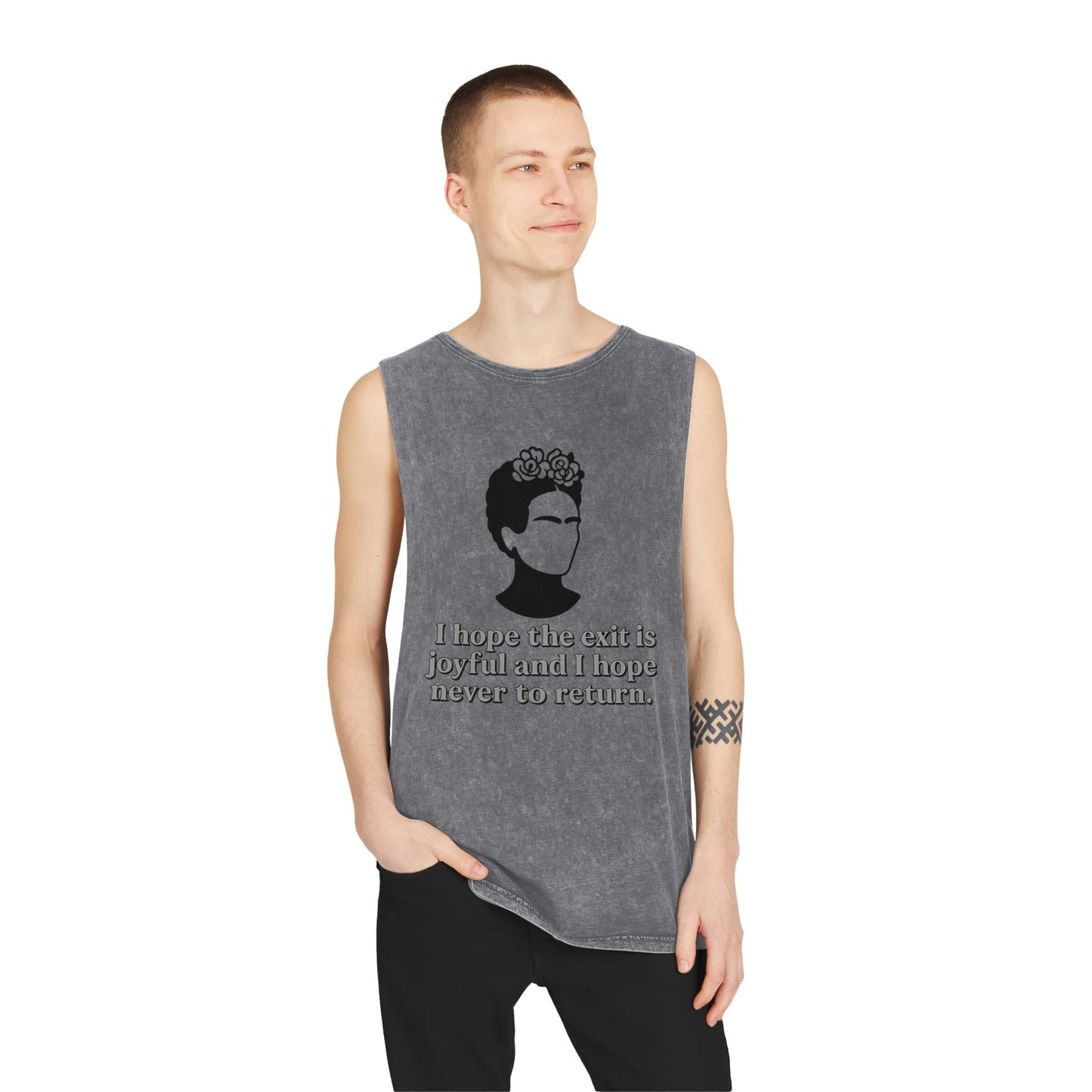 Unisex Stonewash Tank Top - Inspirational Quote Tee, Frida Kahlo Inspired Apparel, Summer Shirt, Boho Fashion, Gift for Art Lovers