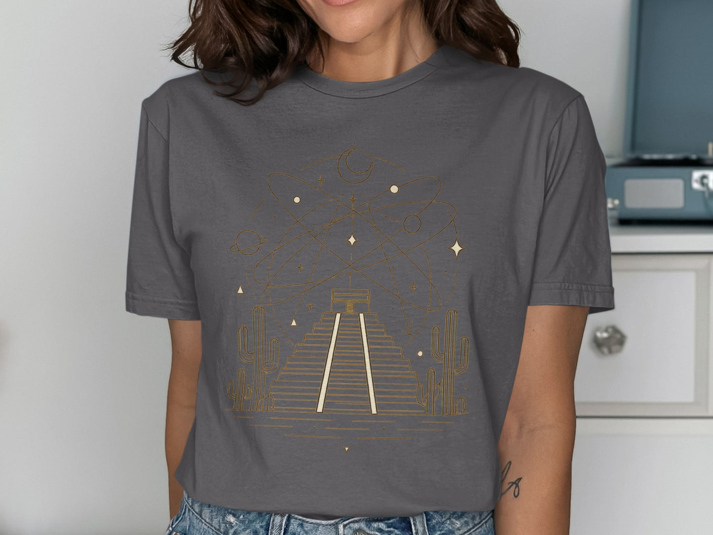 Mystical Pyramid Graphic Casual Tee Shirt product