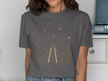 Mystical Pyramid Graphic Casual Tee Shirt product