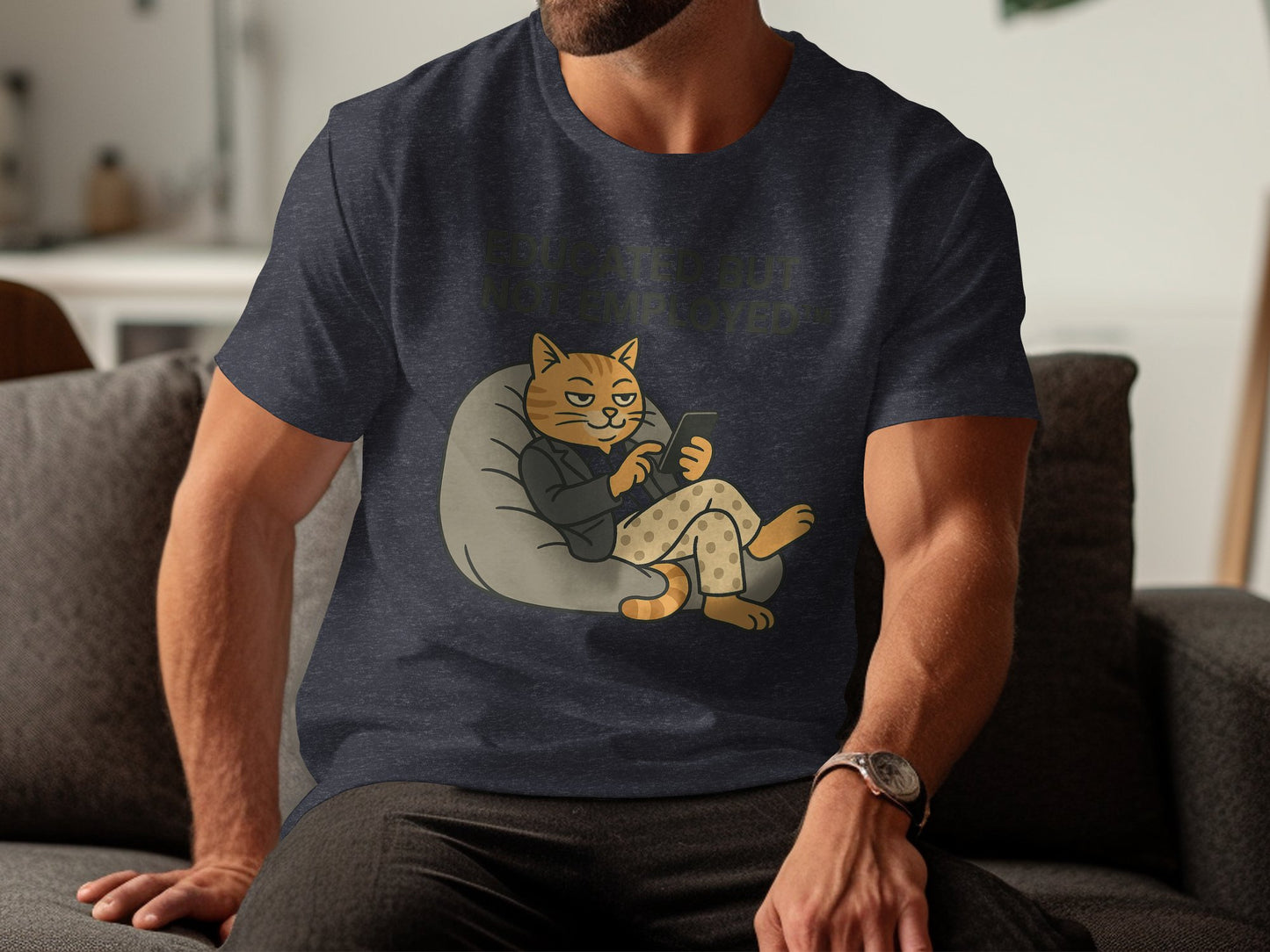 Relaxed Cat with Coffee Graphic T-shirt product
