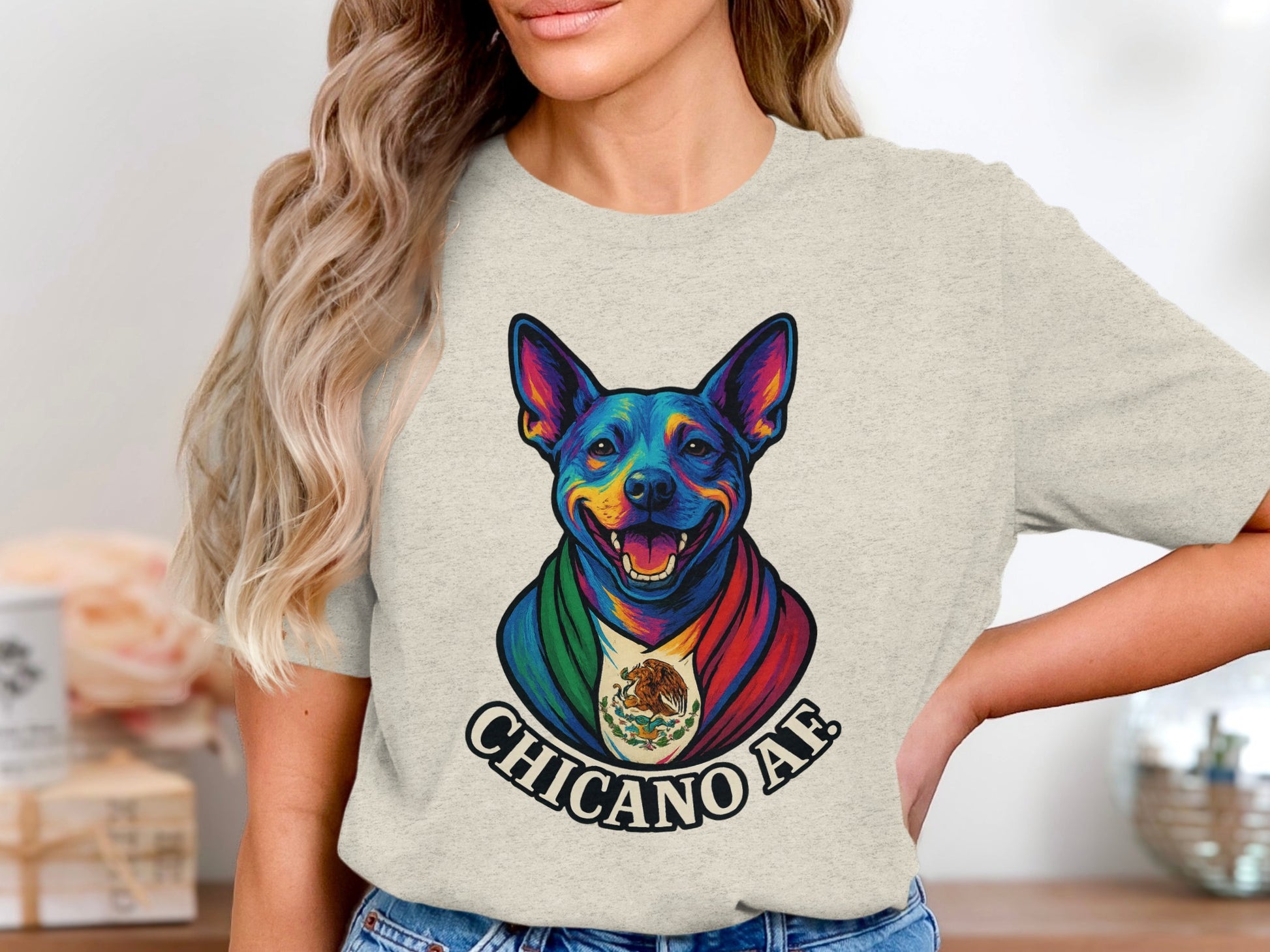 Colorful Dog Graphic Chicano AF Design T-shirt product