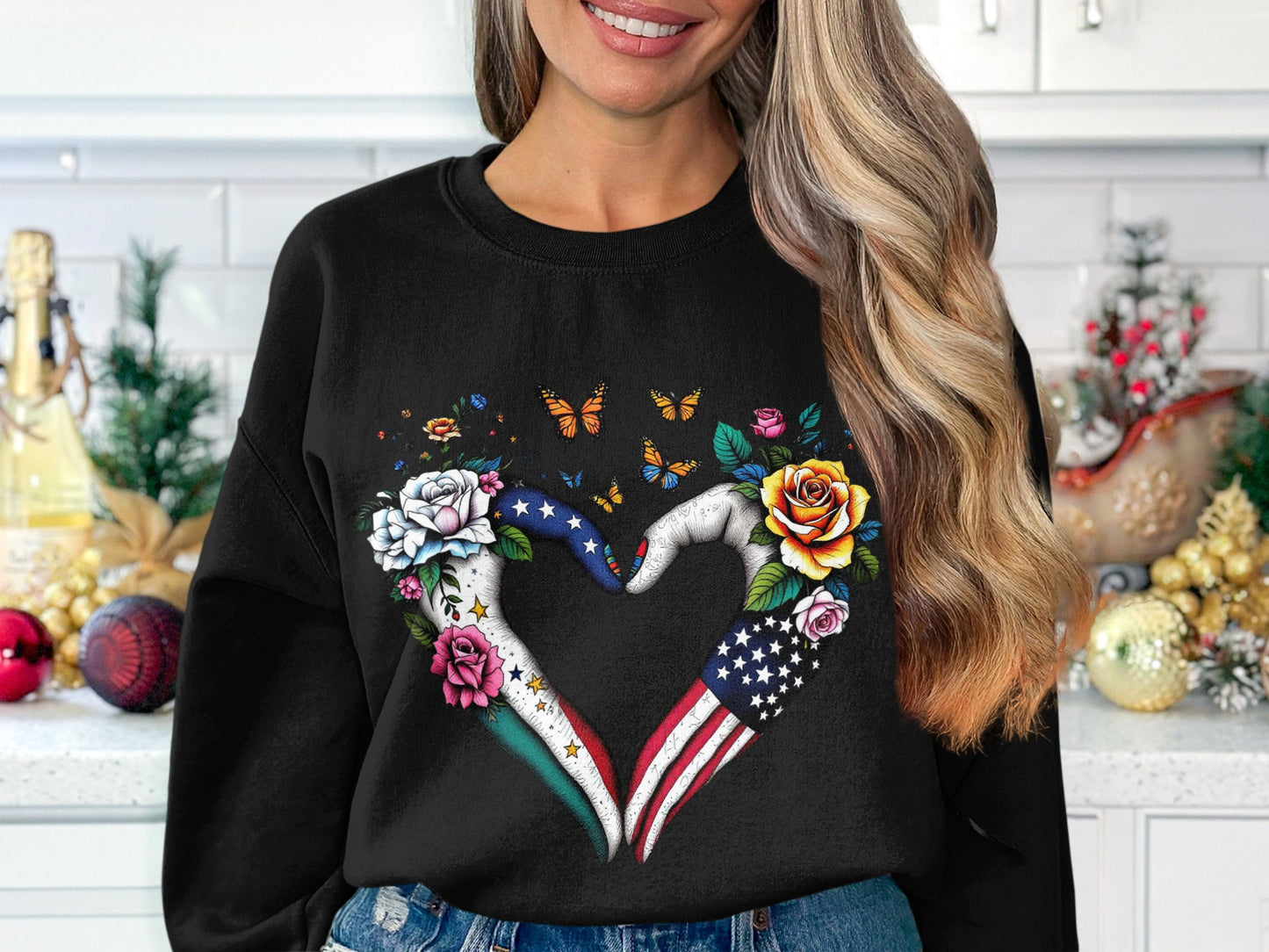 American Flag Heart Shaped Graphic Sweatshirt product