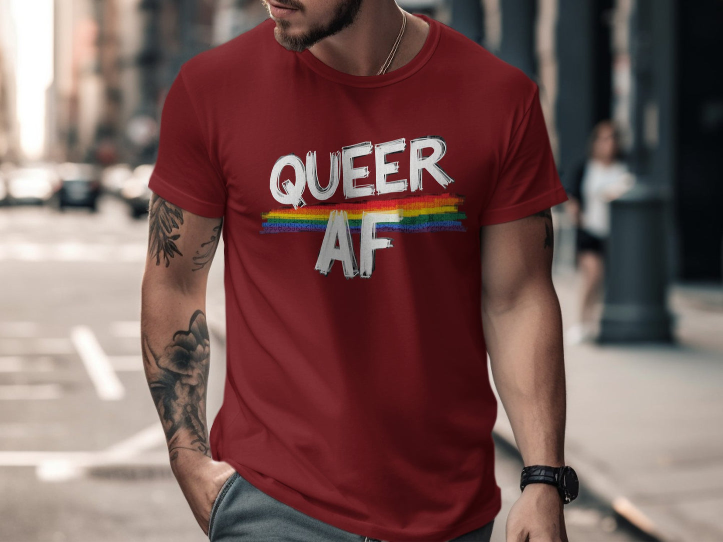 Queer AF Rainbow Pride Statement T-Shirt product