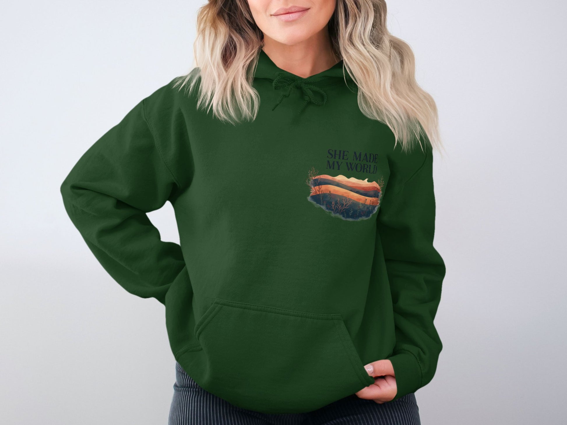 She Made My World Green Hoodie product