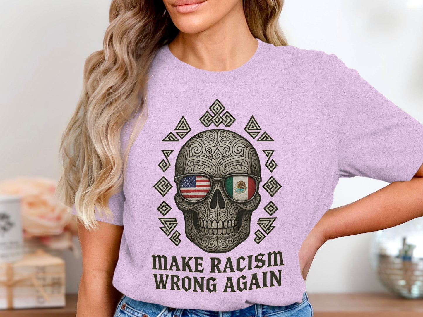 Make Racism Wrong Again Skull Graphic T-shirt