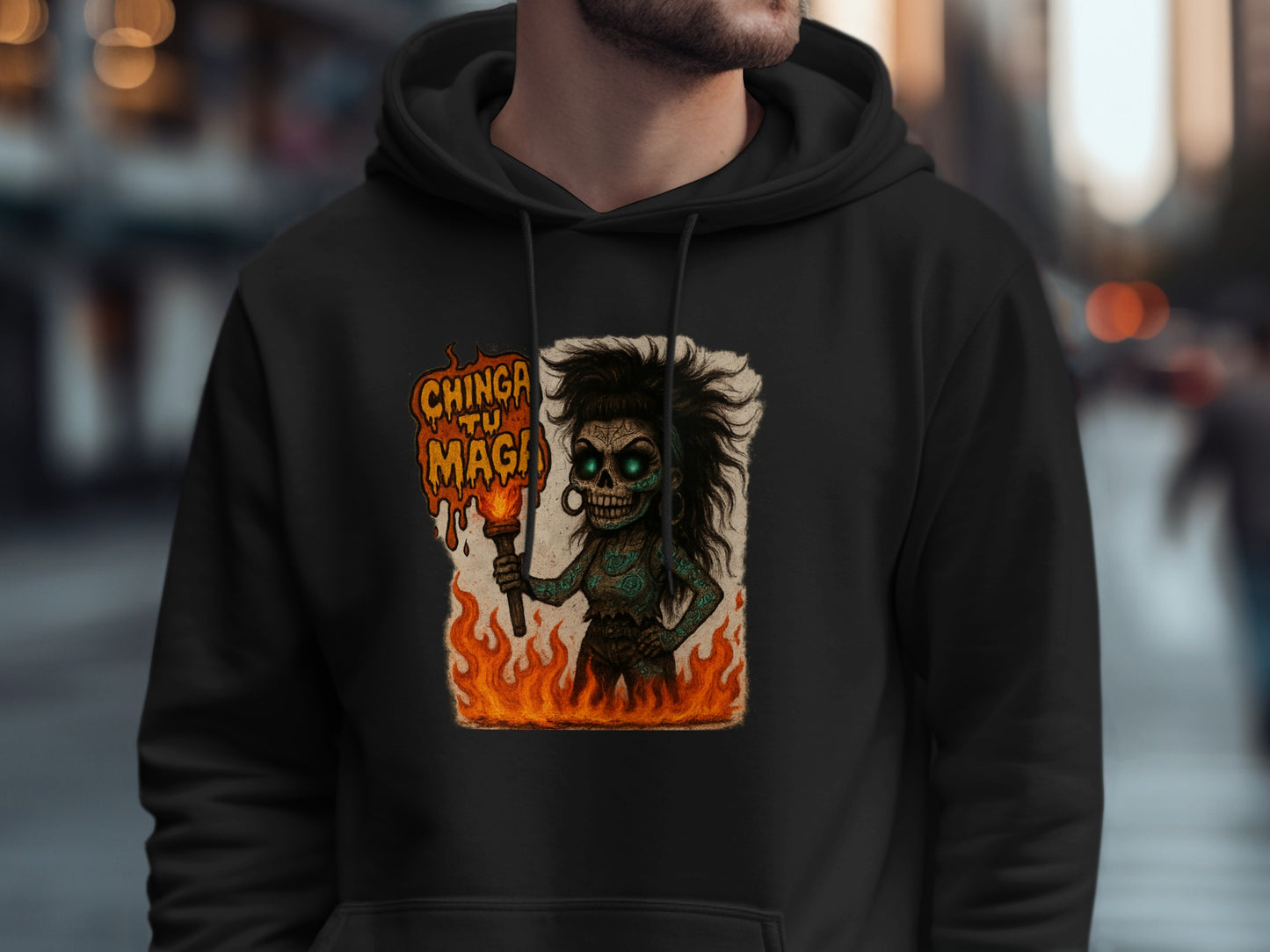 Chinga Tu Madre Flaming Skeleton Hoodie product