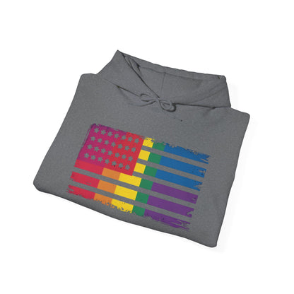 Pride American Flag Hoodie - Unisex Heavy Blend Sweatshirt