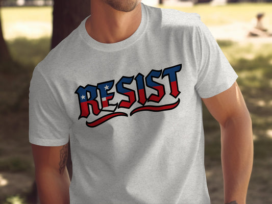 Bold Resist Patriotic Graphic Design T-shirt
