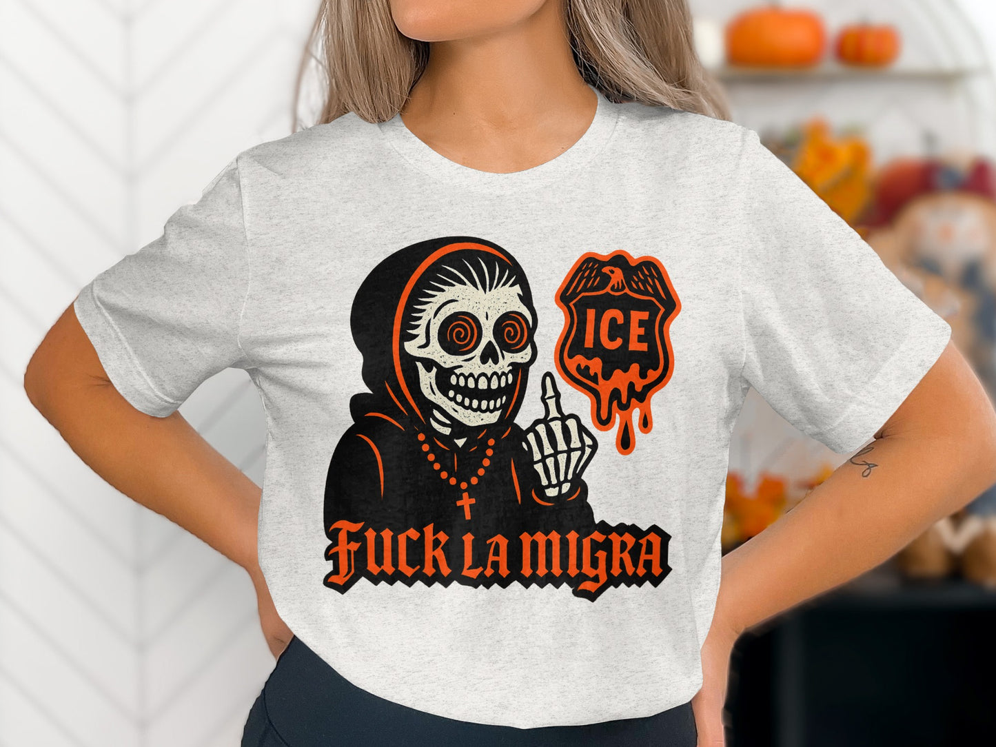 Mexican Style Anti ICE Skeleton Graphic T-Shirt product