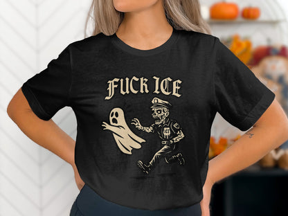 Halloween Skeleton Chasing Ghost Design Shirt product type