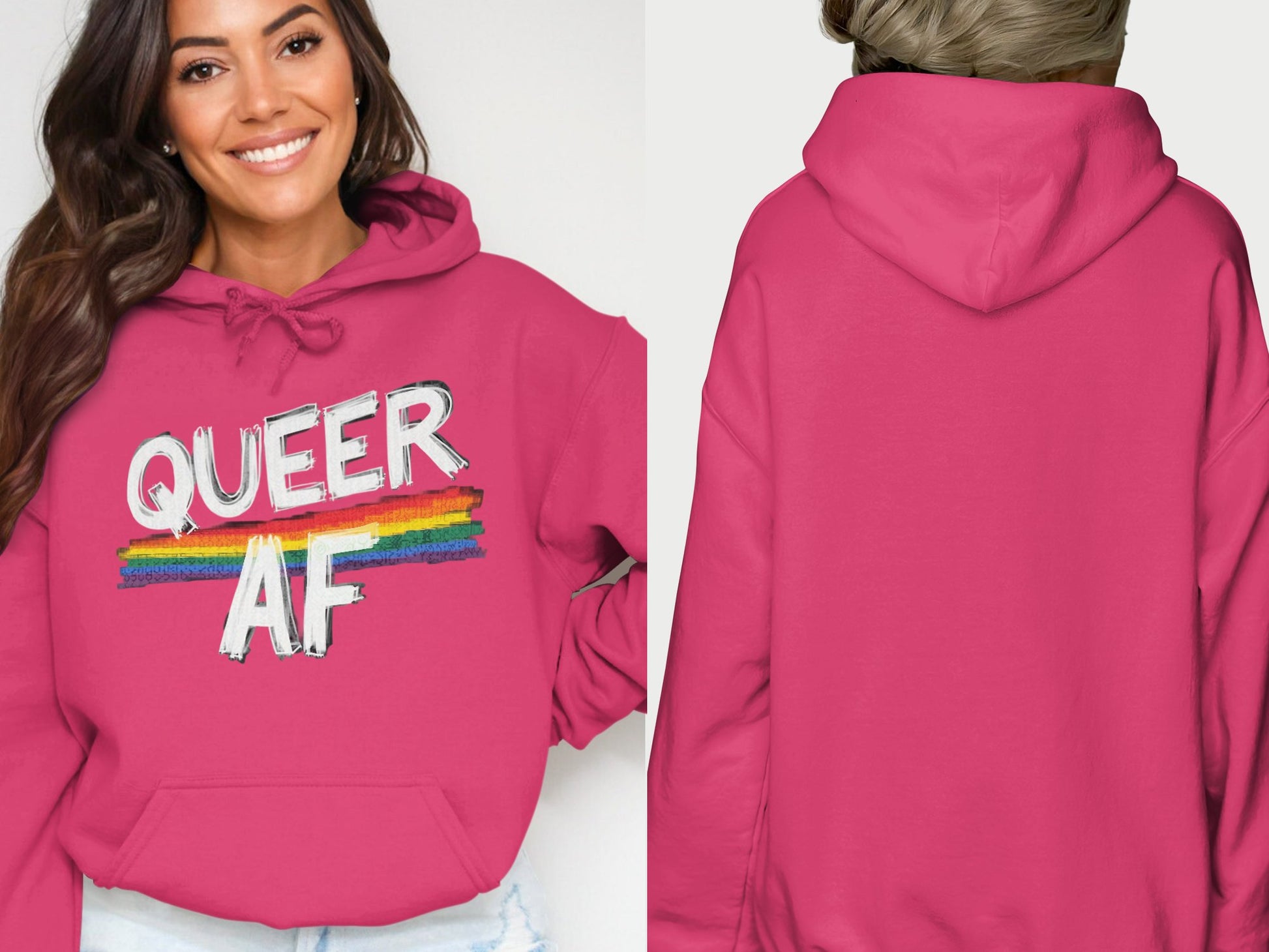 Queer AF Colorful Graphic Hoodie Sweatshirt product type