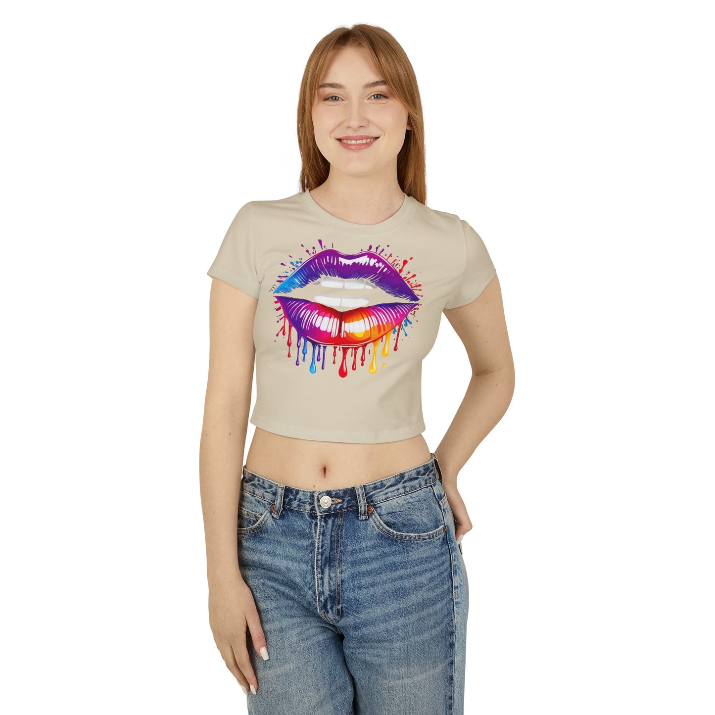 Pride babby tee Colorful Lip Print Women's Baby Tee - Perfect for Casual Outings and Celebrations