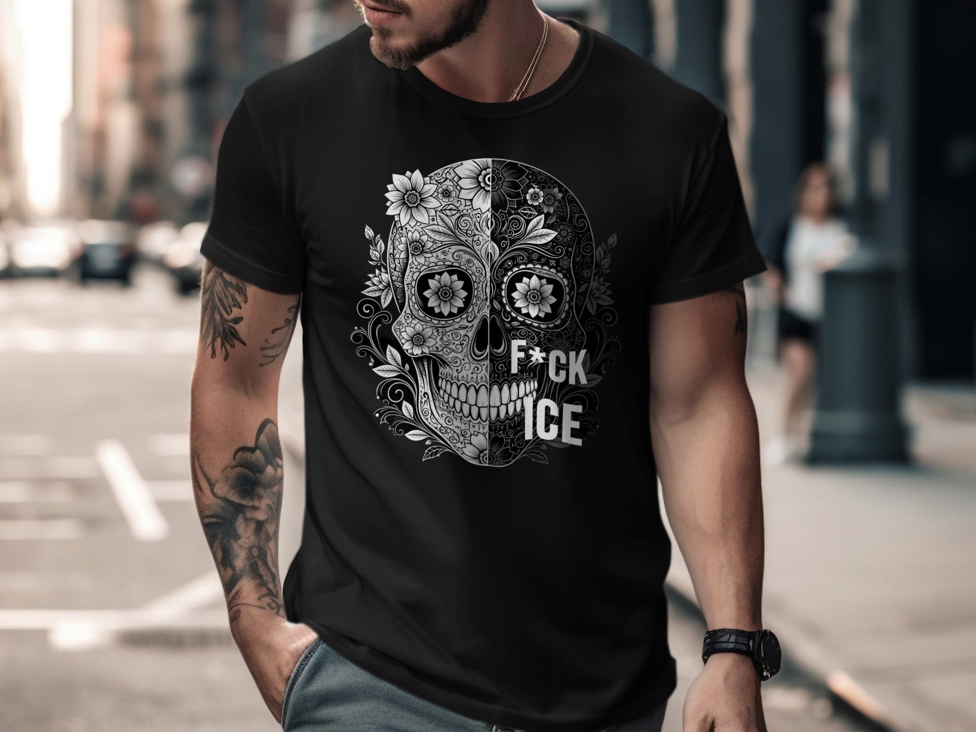 Skull Design F*ck Ice Graphic Short Sleeve T-Shirt product