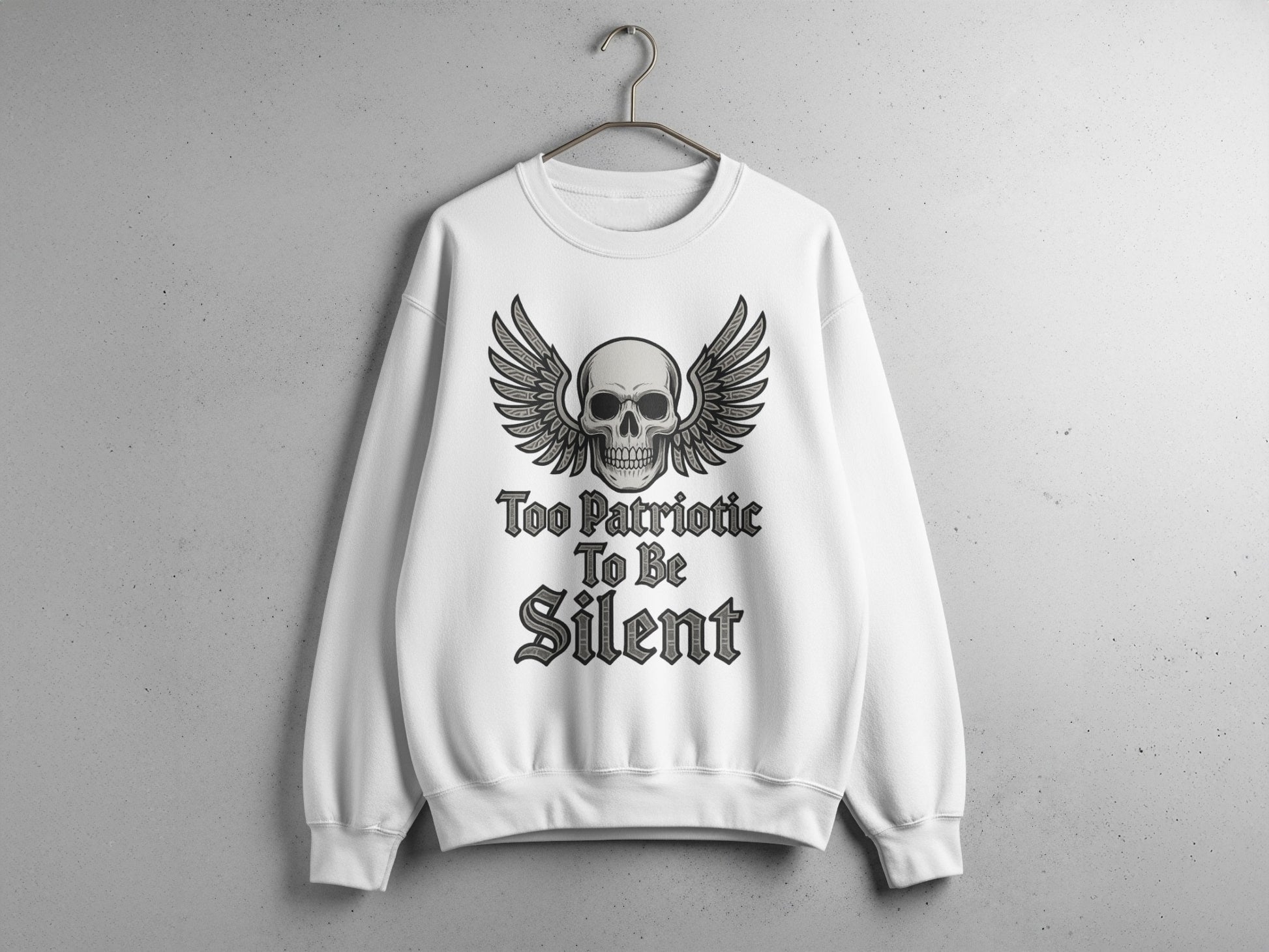 Skull with Wings and Patriotic Text Sweater