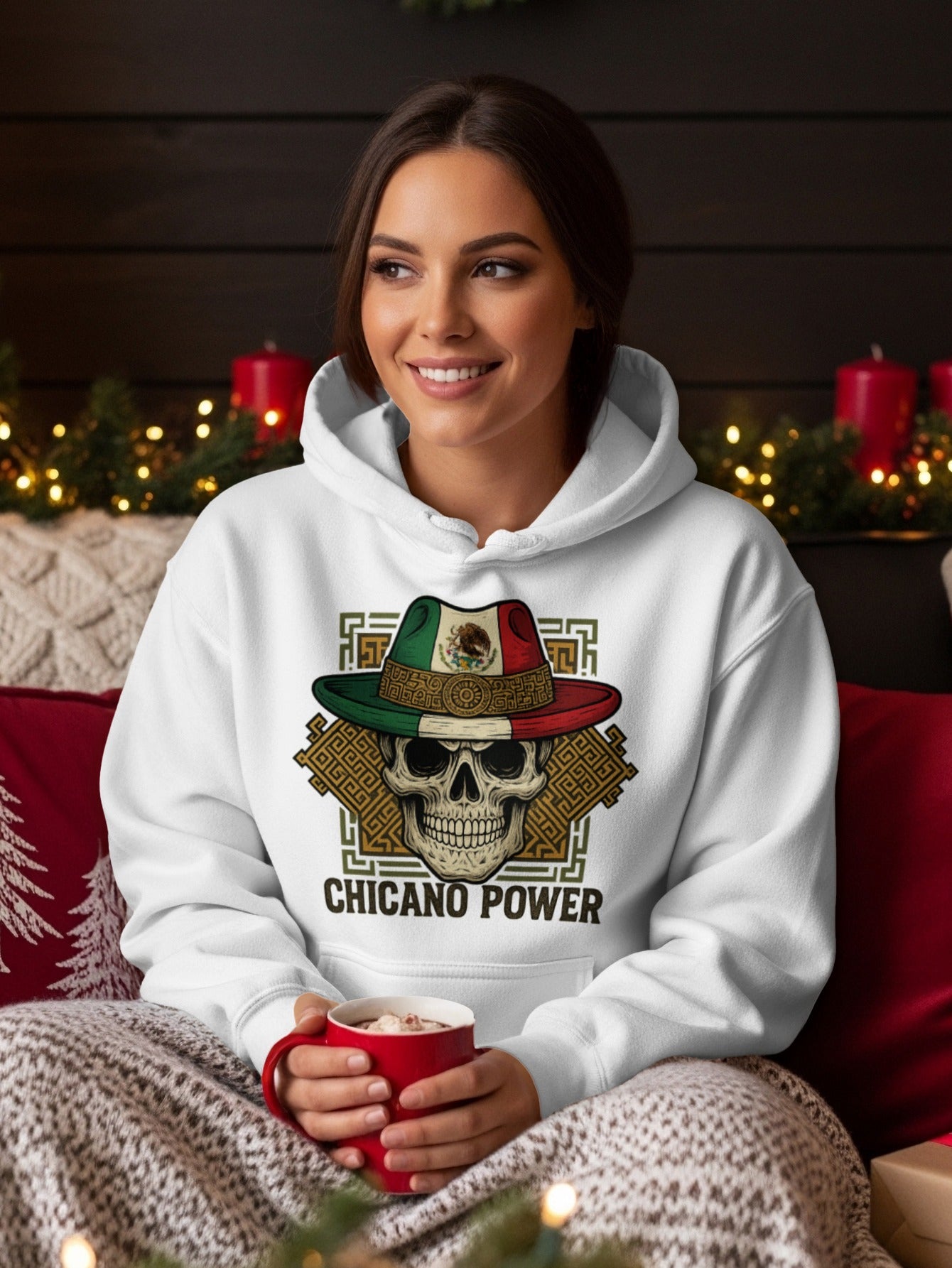 Chicano Power Skull Hoodie Unique Graphic Design