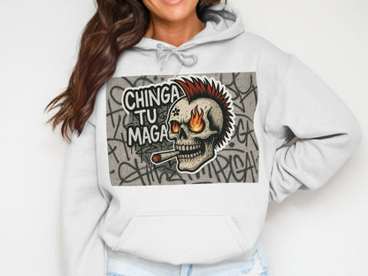 Chinga Tu Maga Skull with Cigarette Hoodie product