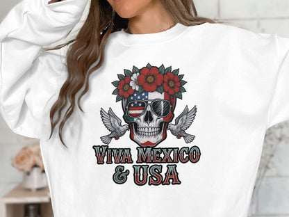 Viva Mexico and USA Skull Graphic Sweatshirt product