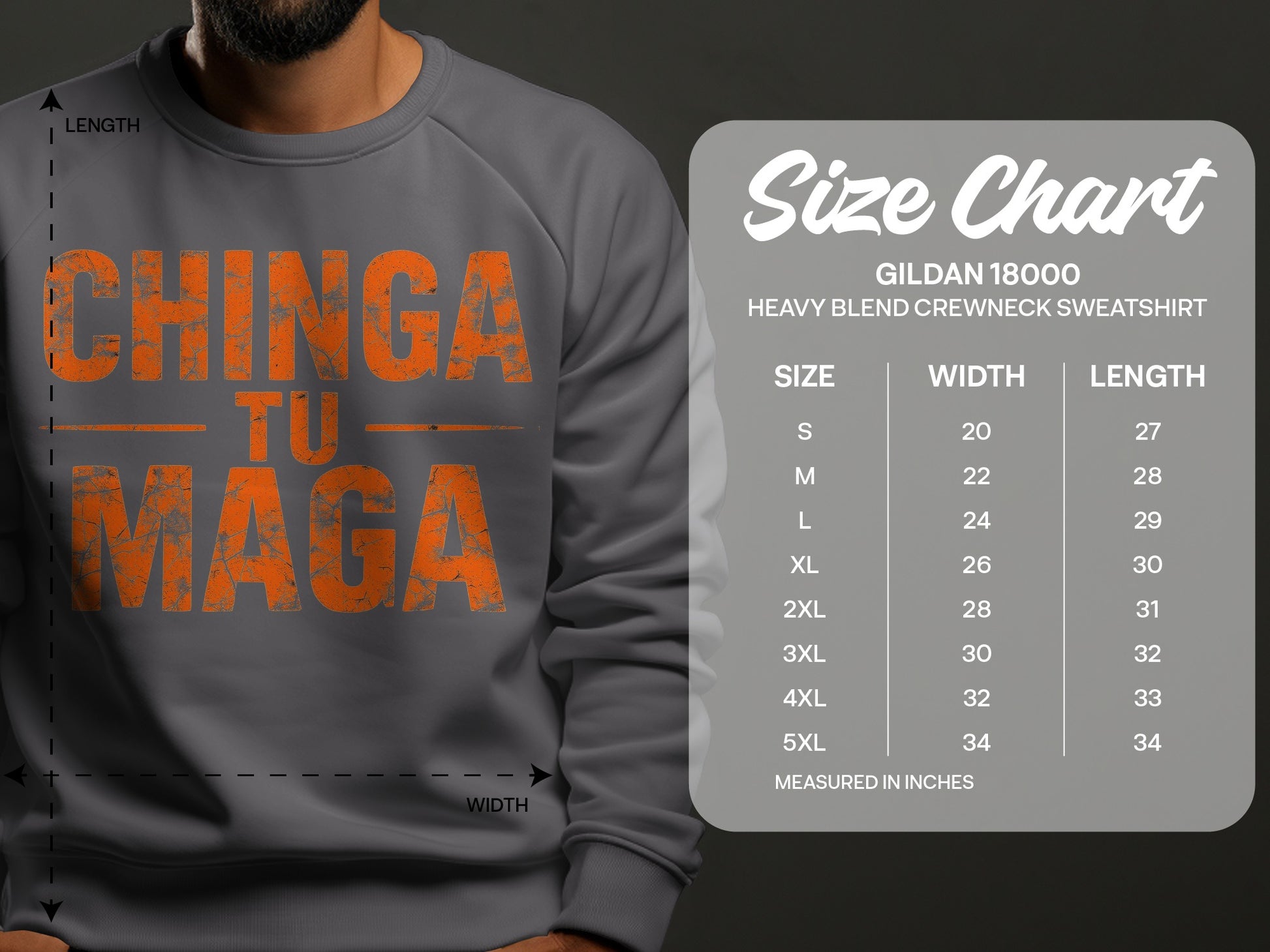 Chinga Tu Maga Graphic Print Heavy Blend Crewneck
