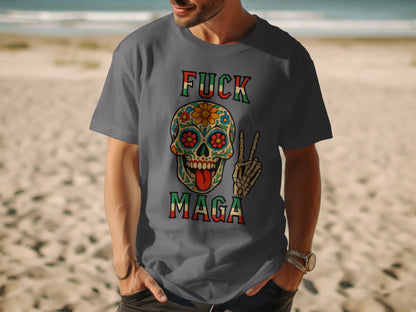 Fuck MAGA Skull and Peace Sign Graphic T-shirt product