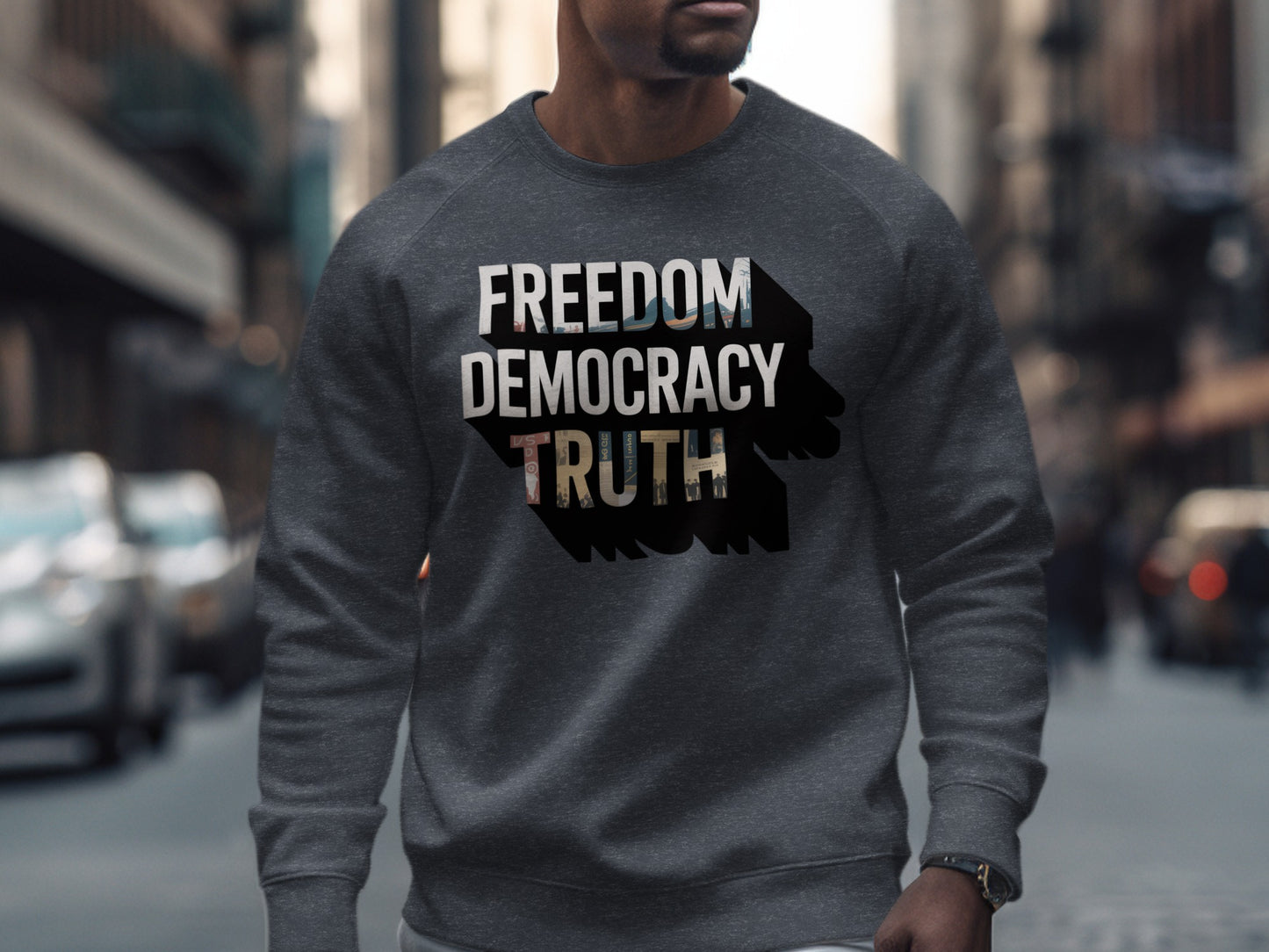 Freedom Democracy Truth On Bear Graphic Sweatshirt product