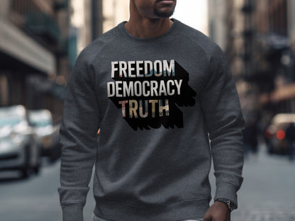 Freedom Democracy Truth On Bear Graphic Sweatshirt product