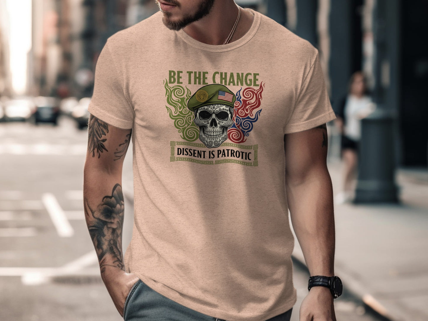 Be the Change Dissent Is Patriotic Skull T-shirt
