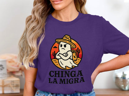 Chinga La Migra Graphic Print Tee Funny Halloween product