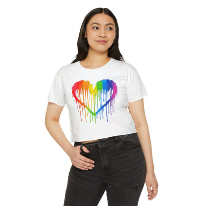 Pride corp top Rainbow Heart Women’s Festival Crop Top - Vibrant and Fun Summer Wear
